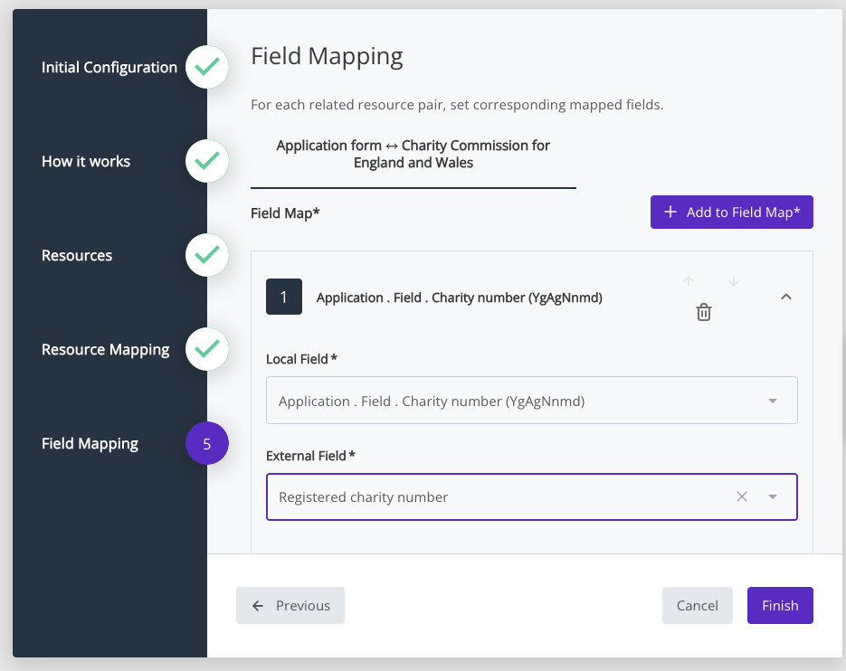Field mapping for charity number field.
