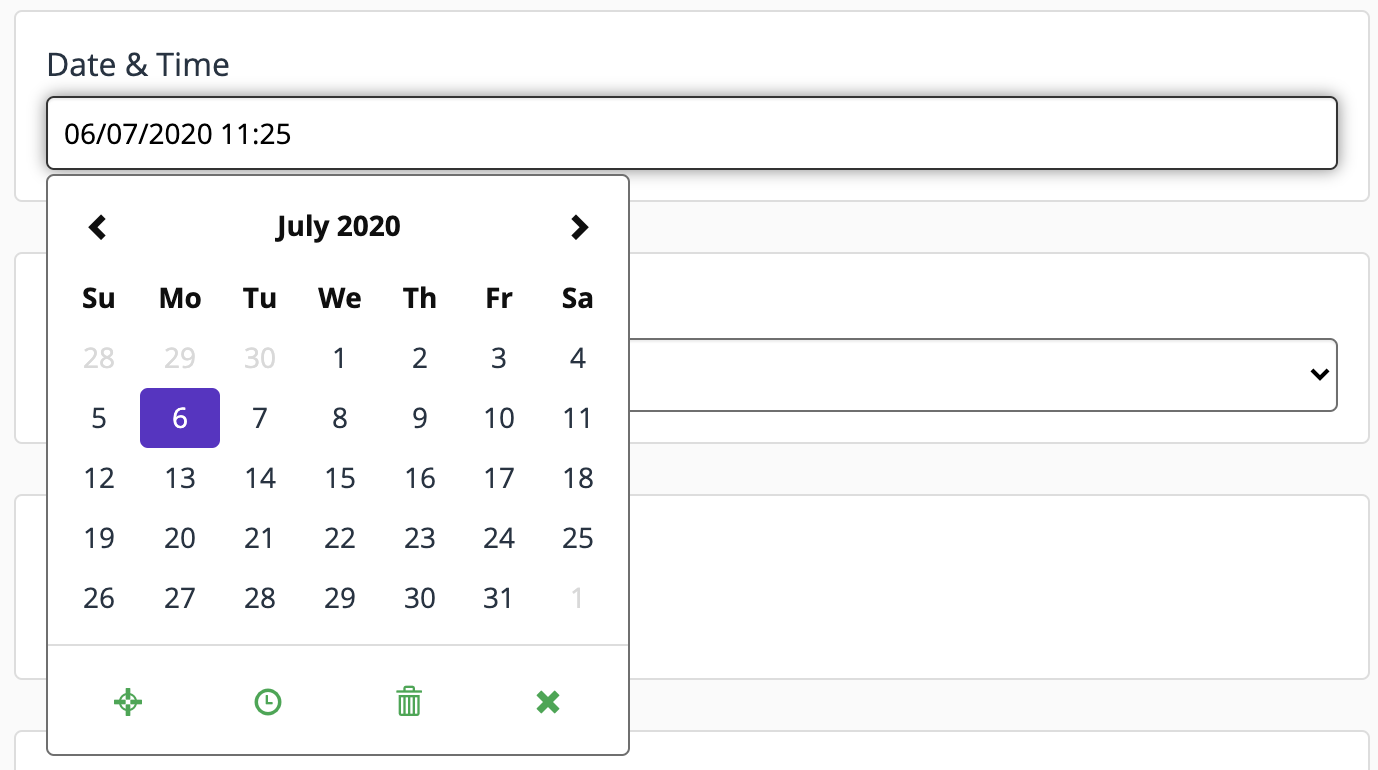 Date and time field example