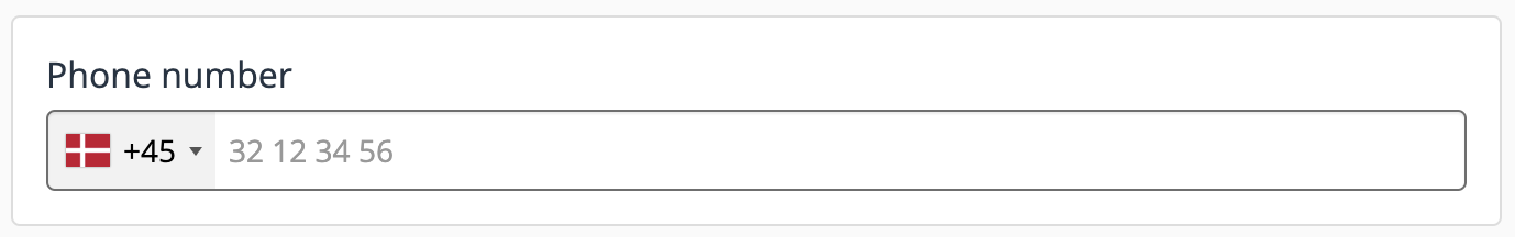 Phone number field example