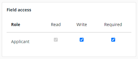 Required access checkbox
