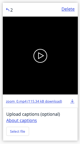 Select captions button when uploading video