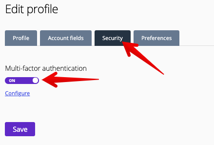 Multi-factor authentication toggle