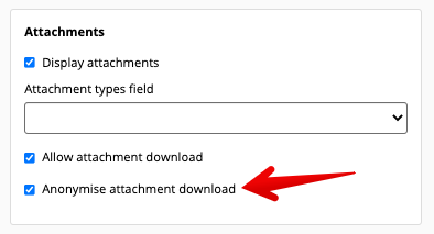 Anonymise attachment download checkbox