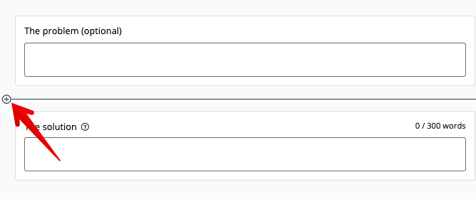 Add field using the plus symbol