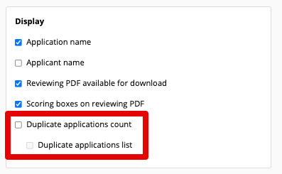 Select options in 'Display' box