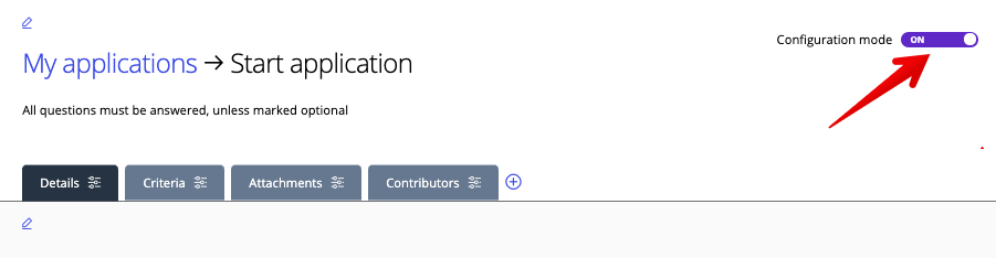 Configuration mode toggle