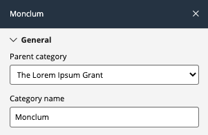 Select parent category in configuration tray
