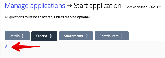 Pencil icon at the top of a tab