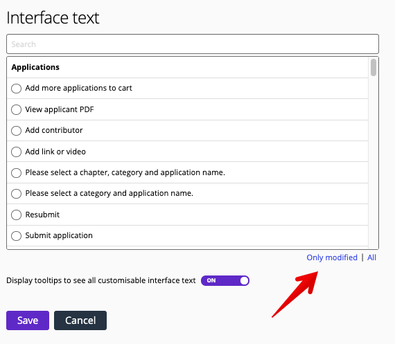 Only modified filter