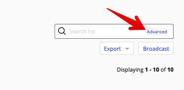 Advanced button in search box