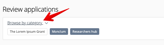 Browse by category filter example