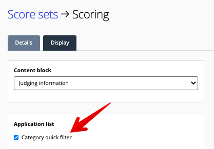 Category quick filter checkbox