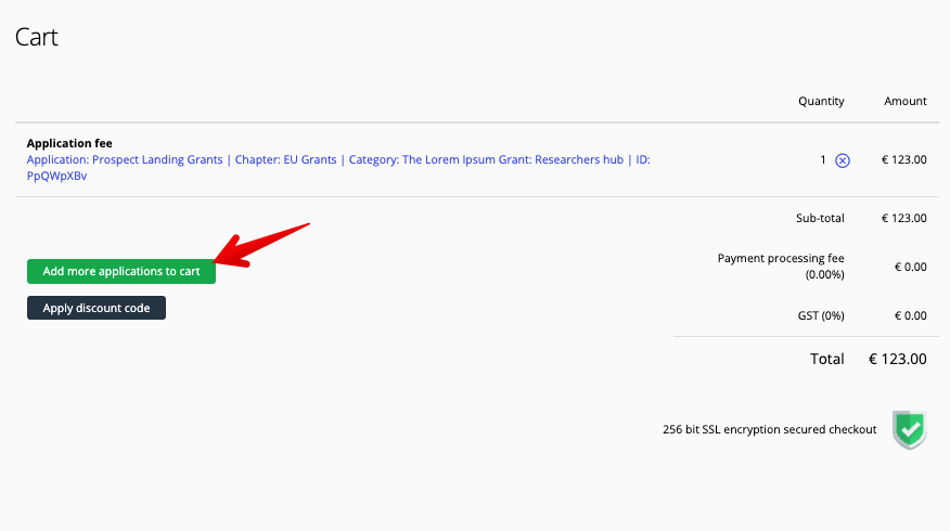 Add applications to cart