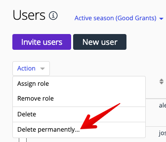 Action drop-down