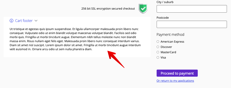 Cart footer example
