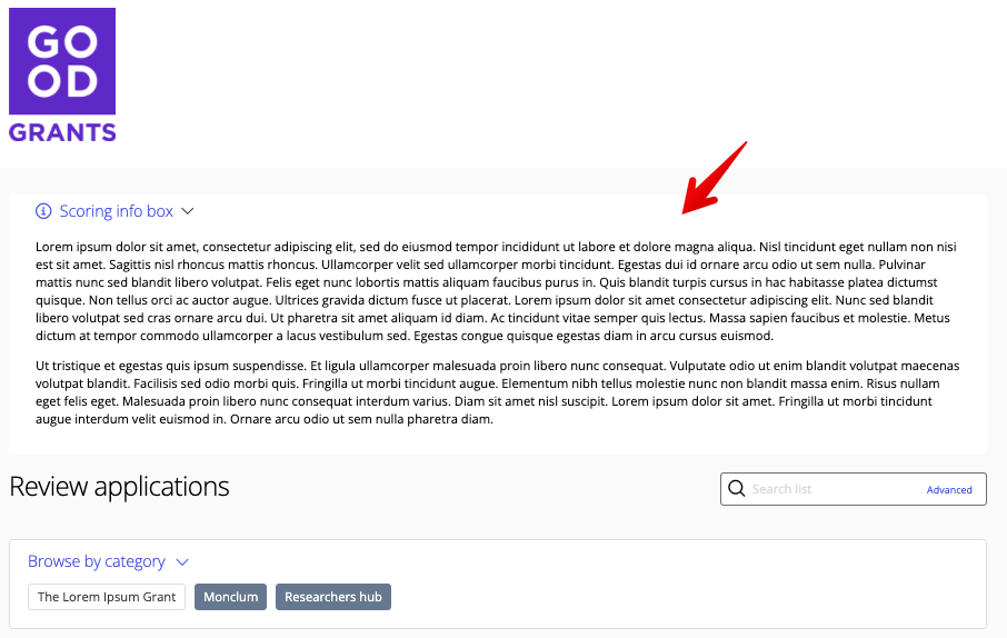 Scoring info box example