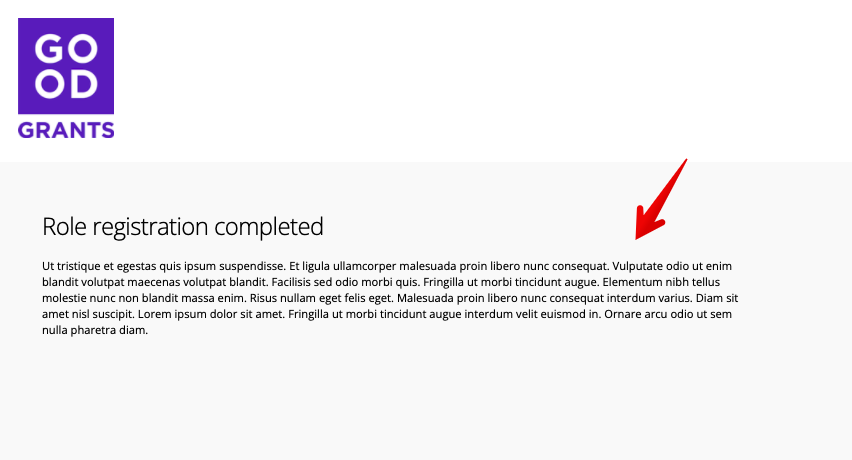 Role registration completed example