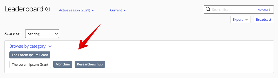 Browse by category filter