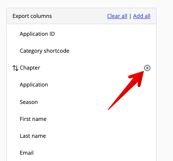 Remove export column