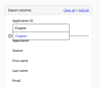Search for new export column