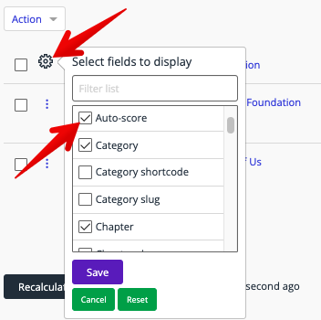 Auto-score option in the cog drop-down