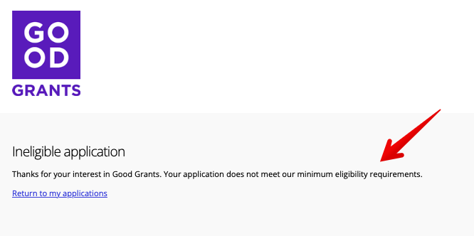 Application ineligible example