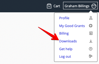 Downloads in profile menu