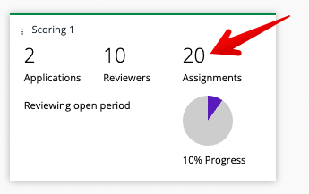 Number of assignments in reviewing stage tile