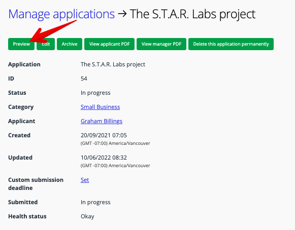 Preview in manager view