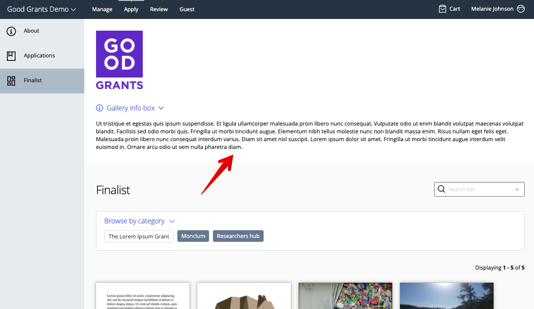 Gallery info box example