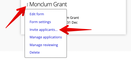 Invite applicants option in overflow menu