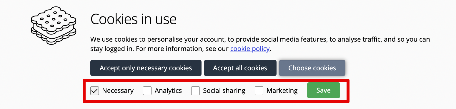 Select desired cookies example