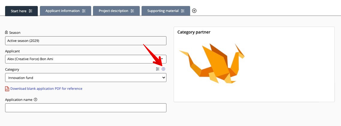 Click the plus icon near the category drop-down to add a category