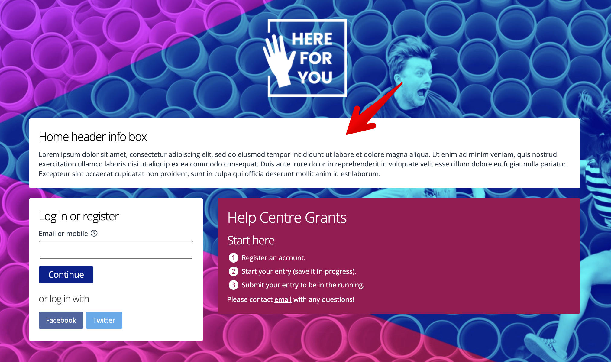 Home header info box example