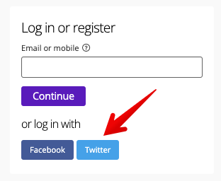Log in with social authentication options