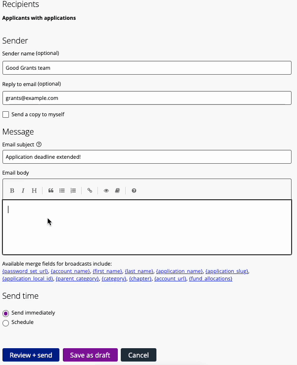 Merge field example