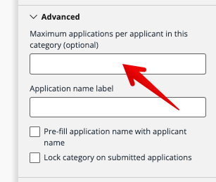 Maximum applications per applicant in this category