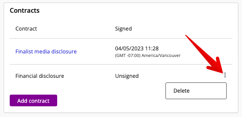 Delete unsigned contract
