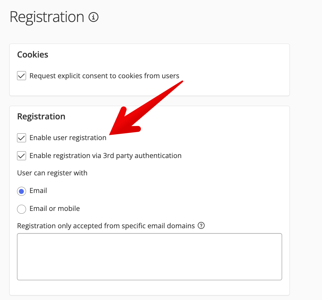 Enable or disable registration checkbox in registration settings