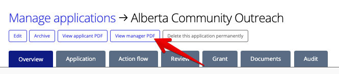 View manager PDF button