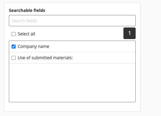 Searchable fields checkbox list