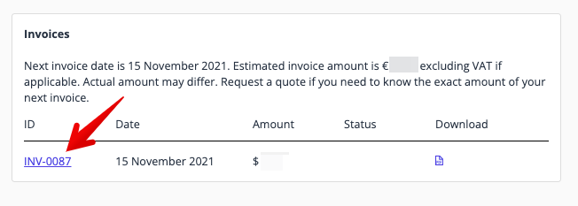 Click invoice number