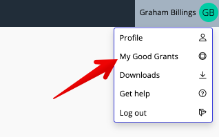 My Good Grants link in profile menu.png
